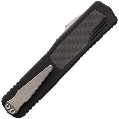 Guardian Tactical Auto Scout OTF Knife - Elmax Blade Stonewash Finish Partially Serrated Black Aluminum Handle by Guardian Tactical