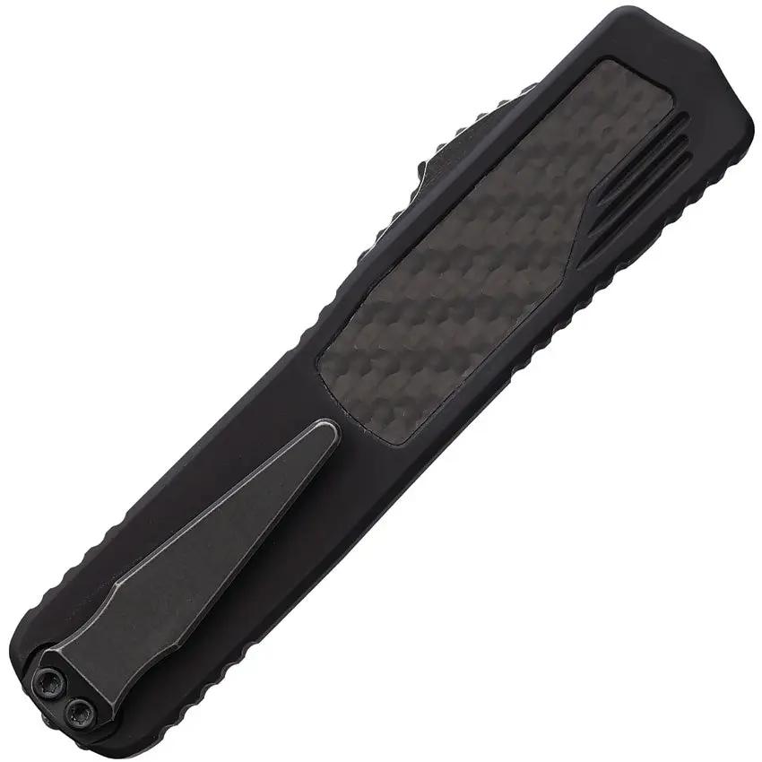 Guardian Tactical Auto Scout OTF Knife - Black Stonewash Elmax Clip Point 3.38in Blade 4.5in Closed Aluminum Handle by Guardian Tactical