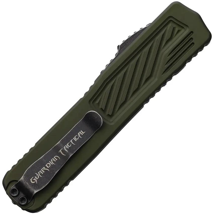 Guardian Tactical Auto Scout OTF Knife - Automatic Opening Elmax Blade Partially Serrated OD Green Aluminum Handle by Guardian Tactical