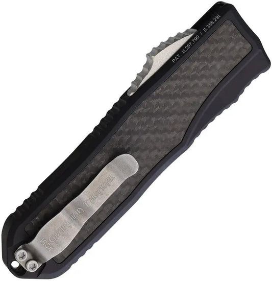 Guardian Tactical Auto Recon 035 G2 OTF Knife - Black Aluminum Handle With Carbon Fiber Inlay MagnaCut Spear Point by Guardian Tactical