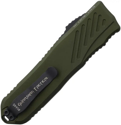 Guardian Tactical Auto Recon 035 OTF Knife - Black Coated MagnaCut Partially Serrated Tanto Blade, OD Green Handle by Guardian Tactical