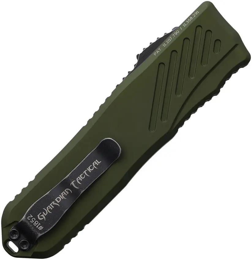 Guardian Tactical Auto Recon 035 G2 OTF Knife - MagnaCut Steel Serrated Spear Point, OD Green Aluminum Handle by Guardian Tactical