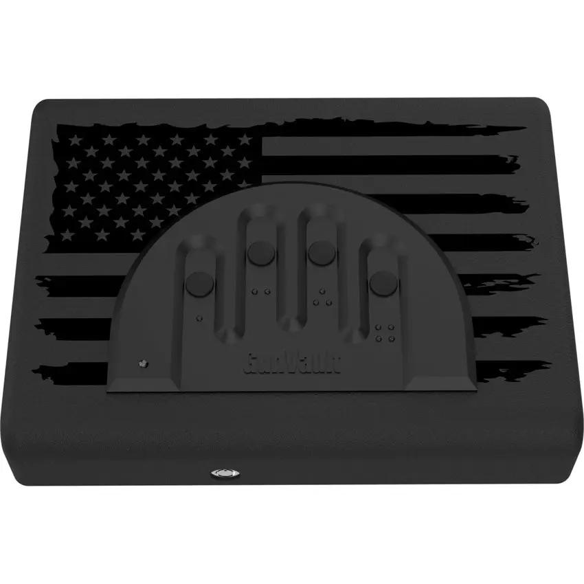 Gun Vault Micro Vault Flag Edition MV500F - Instant Open No Eyes Keypad With All Steel Case And American Flag Artwork by Gun Vault