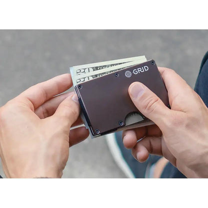 GRID Gunmetal Aluminum Wallet - RFID Blocking, Holds 12 Cards, Includes Money Clip by GRID Wallet