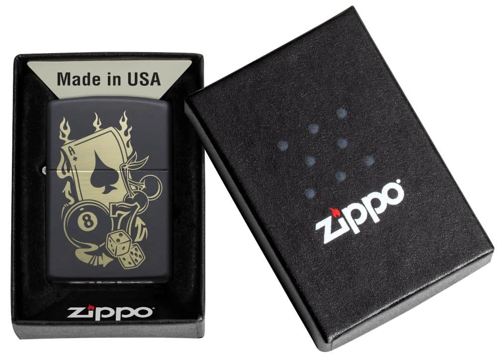 Zippo Gambling Design Lighter – Black Matte Finish by Zippo