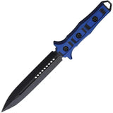 Heretic Knives Nephilim Fixed Blade - Battleworn Elmax Double Edge Knife With Blue Black G10 Handle by Heretic Knives