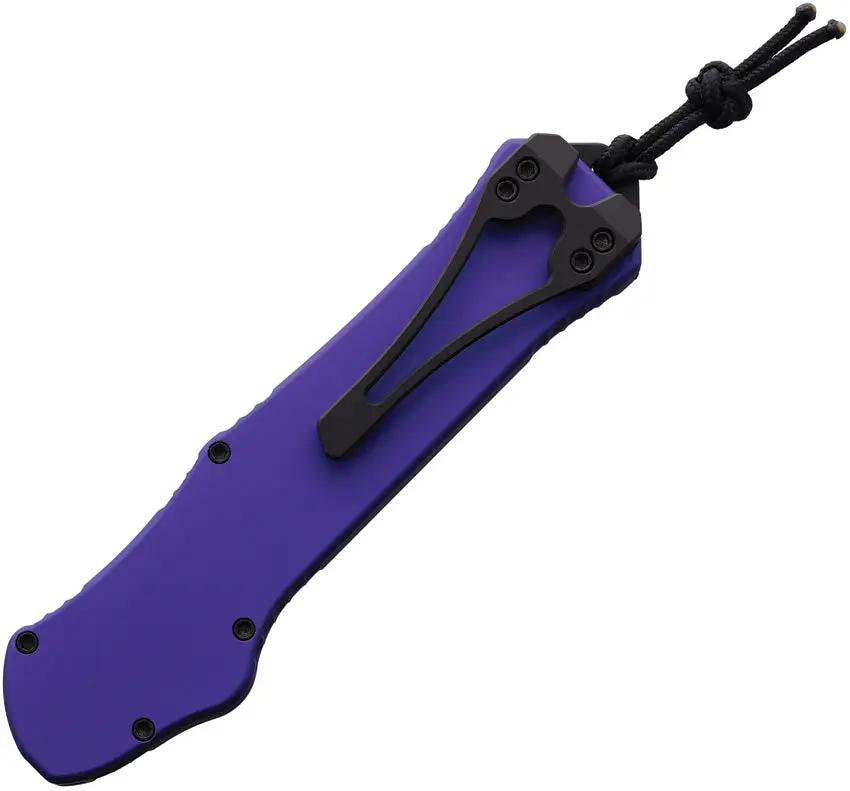 Heretic Knives Auto Hydra OTF Recurve Purple H008-10A-PU - Automatic Opening, MagnaCut Blade, Purple Aluminum Handle by Heretic Knives