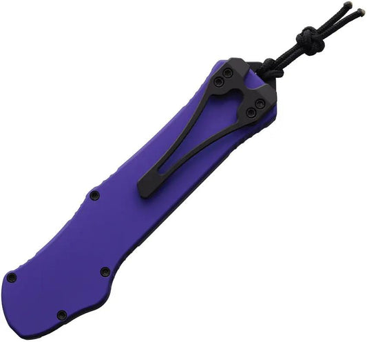 Heretic Knives Auto Hydra OTF Recurve Purple H008-10A-PU - Automatic Opening, MagnaCut Blade, Purple Aluminum Handle by Heretic Knives