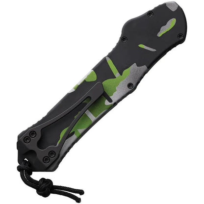 Heretic Knives Auto Hydra OTF Recurve - Camouflage Aluminum Handle With MagnaCut Blade by Heretic Knives
