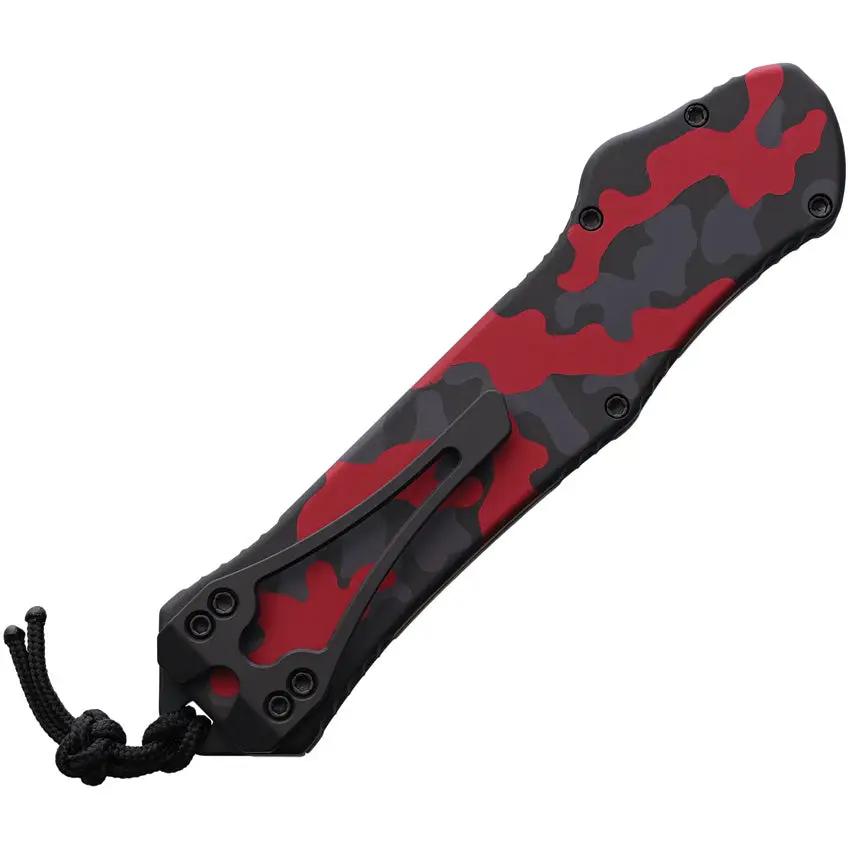 Heretic Knives Auto Hydra OTF Recurve - Automatic Opening MagnaCut Steel Tanto Blade Red Camo Aluminum by Heretic Knives