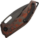 Heretic Knives Auto Medusa Button Lock - Automatic Opening Red Camo Carbon Fiber Handle by Heretic Knives