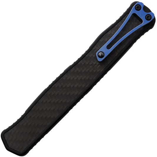 Heretic Knives Auto Cleric II OTF Carbon Fiber Blue Automatic Opening Knife With MagnaCut Tanto Blade by Heretic Knives