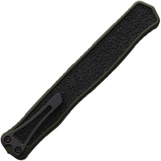 Heretic Knives Auto Cleric II OTF - DLC Coated MagnaCut Tanto With OD Green Aluminum Handle And Glass Breaker by Heretic Knives