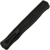 Heretic Knives Auto Cleric II OTF - DLC Coated MagnaCut Tanto With OD Green Aluminum Handle And Glass Breaker by Heretic Knives