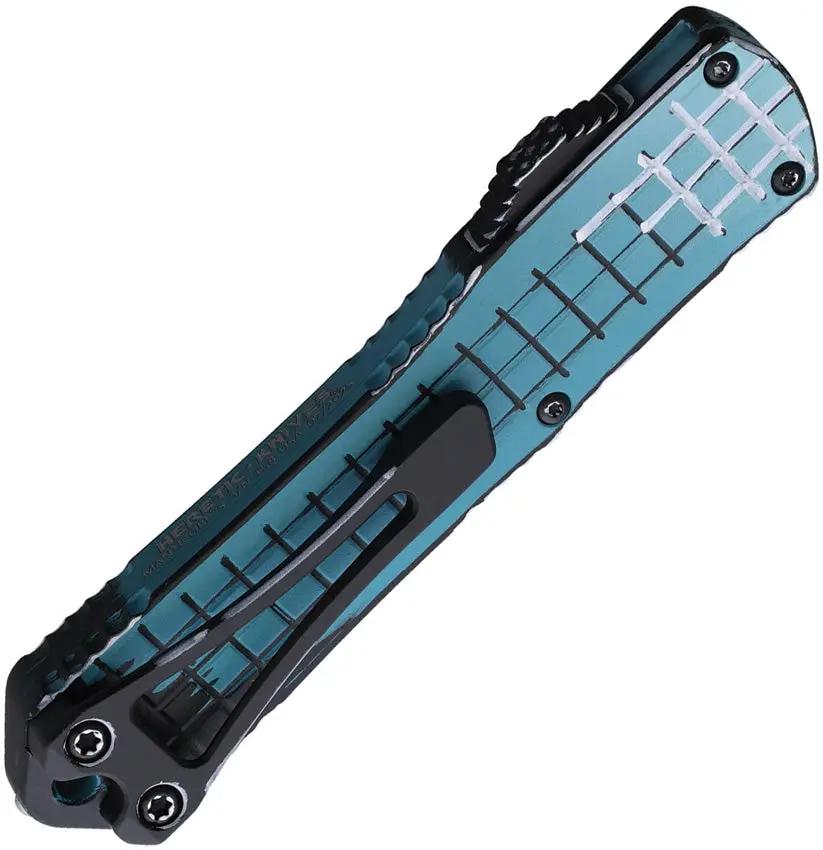 Heretic Knives Auto Manticore S OTF Turquoise Cel Shading MagnaCut Tanto Knife - Automatic Opening Action by Heretic Knives