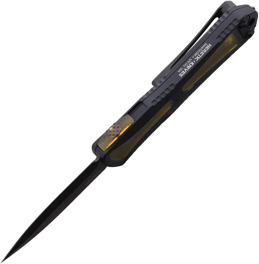 Heretic Knives Auto Manticore S OTF Knife - MagnaCut Double Edge Blade With Ultem Handle Dark Edition by Heretic Knives