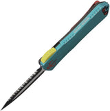 Heretic Knives Auto Manticore E OTF Teal - Automatic Opening, MagnaCut Serrated Blade, Teal Aluminum Handle by Heretic Knives
