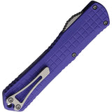 Heretic Knives Auto Manticore X OTF Bowie - Auto Opening 3.75in MagnaCut Bowie Blade Purple Grenade Aluminum Handle by Heretic Knives