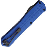 Heretic Knives Auto Manticore X OTF Bowie - Automatic Opening, Elmax Blade, Blue Frag Pattern Aluminum Handle by Heretic Knives