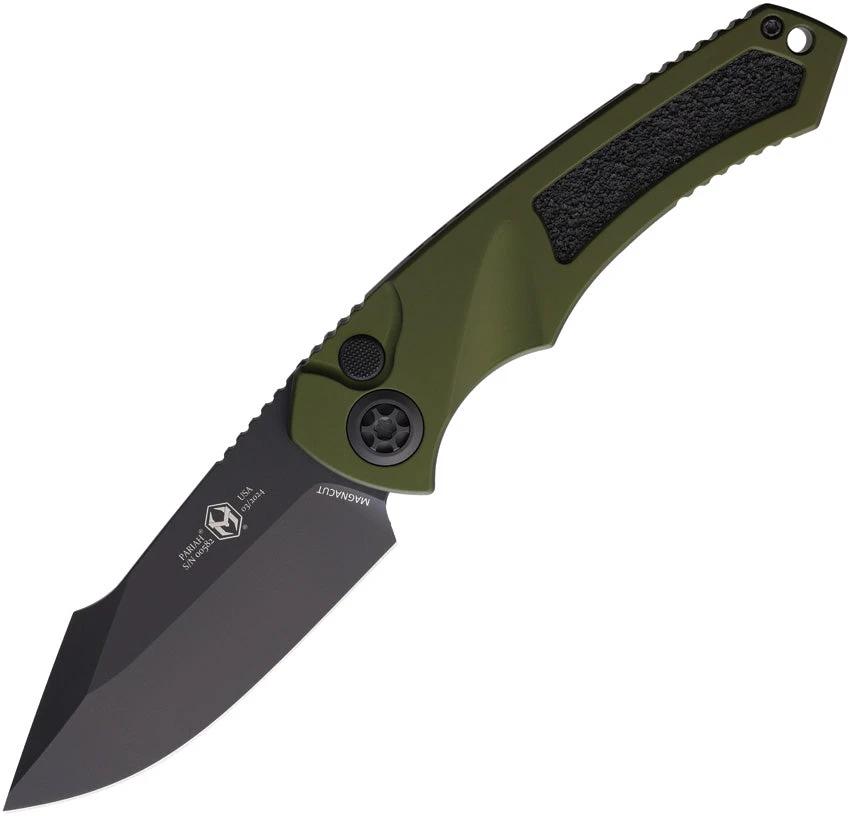 Heretic Knives Auto Pariah Button Lock OD H048-4A-GRN by Heretic Knives