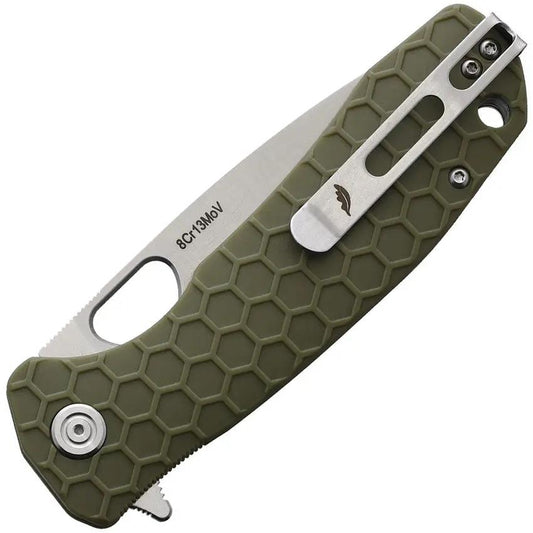 Honey Badger Knives Large Linerlock HB1003 - 8Cr13MoV Stainless Drop Point Blade, Green GRN Handle by Honey Badger Knives