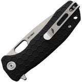 Honey Badger Knives Medium Linerlock Black HB1011 - Satin 3.13 Inch Blade 8Cr13MoV Textured GRN Handle by Honey Badger Knives