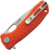 Honey Badger Knives Medium Linerlock Orange HB1019 - Satin 8Cr13MoV Blade With Textured Orange GRN Handle by Honey Badger Knives