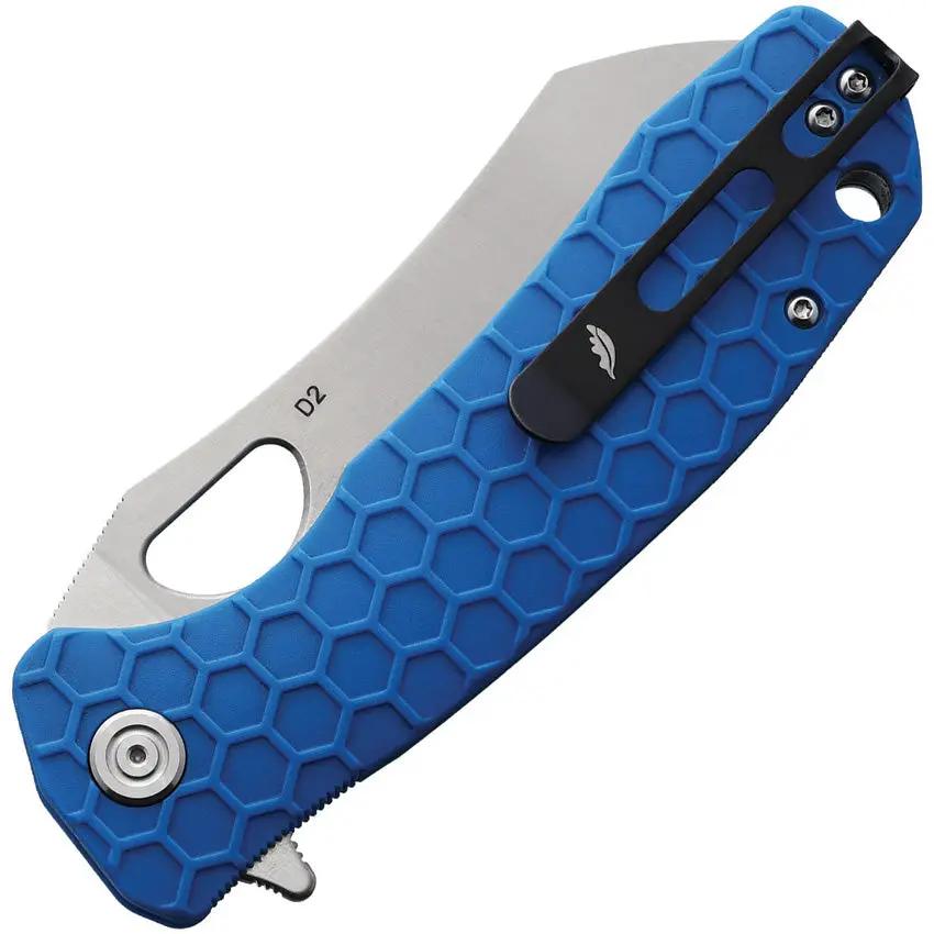Honey Badger Knives Warncleaver Linerlock HB1036 - Blue Textured GRN Handle D2 Tool Steel Blade Extended Tang by Honey Badger Knives