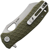 Honey Badger Knives Warncleaver Linerlock HB1040 - Satin 8Cr13MoV Blade With Green GRN Handle Tang And Lanyard Hole by Honey Badger Knives