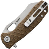 Honey Badger Knives Warncleaver Linerlock HB1046 - Durable 3.75 Inch Closed Satin 8Cr13MoV Blade With Tan GRN Handle by Honey Badger Knives