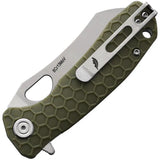 Honey Badger Knives Warncleaver Linerlock HB1047 - Satin 8Cr13MoV Blade Green GRN Handle by Honey Badger Knives