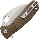 Honey Badger Knives Claw Linerlock HB1112 - Serrated 3.38in 8Cr13MoV Blade Tan GRN Handle And Pocket Clip by Honey Badger Knives