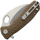 Honey Badger Knives Medium Claw Linerlock HB1132 - Serrated 3 Inch Blade With Tan Textured GRN Handle And Lanyard Hole by Honey Badger Knives
