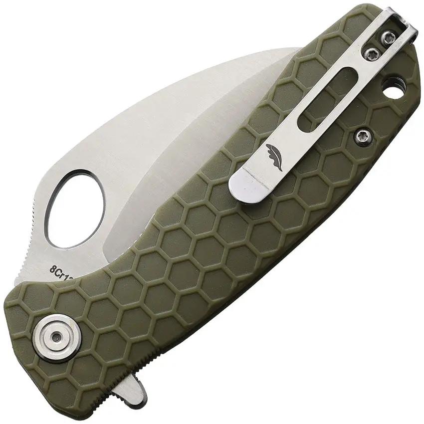 Honey Badger Knives Medium Claw Linerlock HB1133 - Serrated 3 Inch 8Cr13MoV Blade With Green GRN Handle by Honey Badger Knives