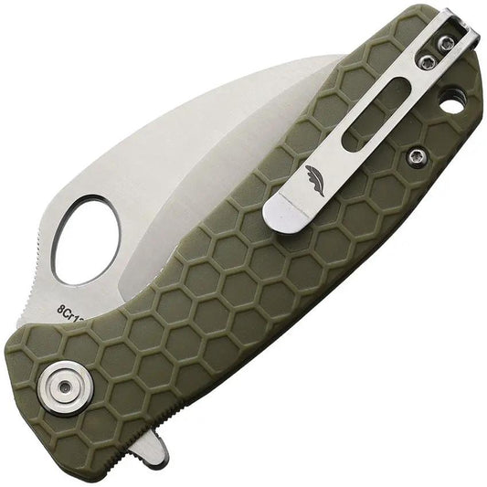 Honey Badger Knives Medium Claw Linerlock HB1133 - Serrated 3 Inch 8Cr13MoV Blade With Green GRN Handle by Honey Badger Knives