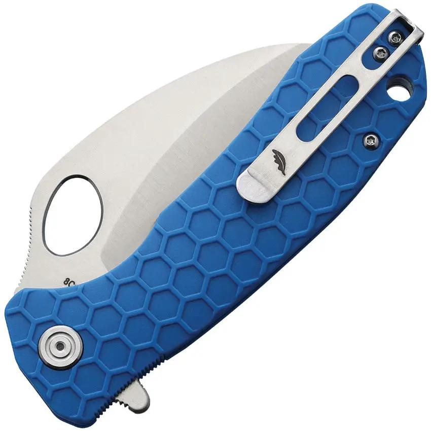 Honey Badger Knives Large Claw Linerlock HB1137 - Satin 8Cr13MoV Blade With Blue Textured GRN Handle by Honey Badger Knives