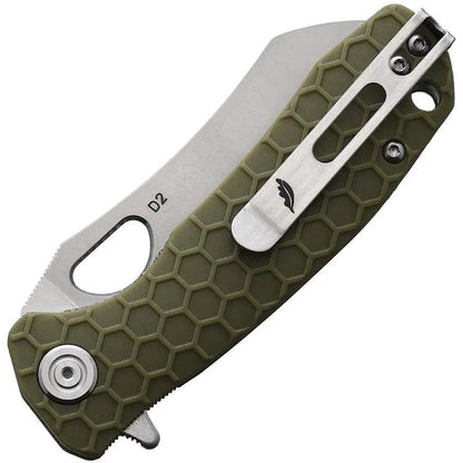 Honey Badger Knives Warncleaver Linerlock HB1169 - D2 Tool Steel Blade, Green GRN Handle, Extended Tang by Honey Badger Knives