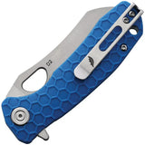 Honey Badger Knives Warncleaver Linerlock HB1170 - Satin D2 Blade, Extended Tang, Textured Blue GRN Handle by Honey Badger Knives