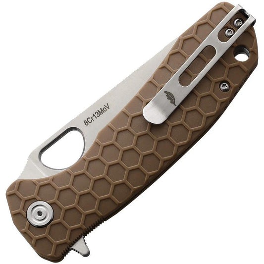 Honey Badger Knives Large Leaf Linerlock Tan HB1289 by Honey Badger Knives