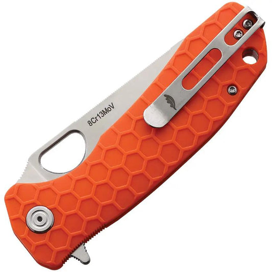Honey Badger Knives Large Leaf Linerlock Orange HB1293 - Textured Orange Nylon and Glass Fiber Handle 8Cr13MoV Blade by Honey Badger Knives