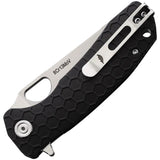 Honey Badger Knives Medium Leaf Linerlock Black HB1298 - Durable 8Cr13MoV Satin Blade with Textured Nylon Handle by Honey Badger Knives