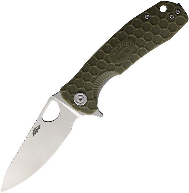 Honey Badger Knives Medium Leaf Linerlock Green HB1300 by Honey Badger Knives