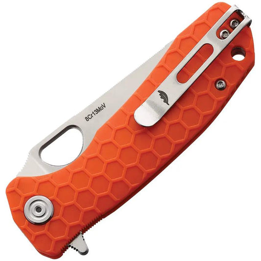 Honey Badger Knives Medium Leaf Linerlock Orange HB1303 Nylon And Glass Fiber Handle With Satin 8Cr13MoV Blade by Honey Badger Knives