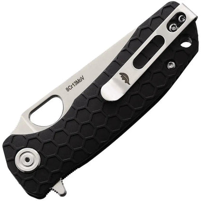 Honey Badger Knives Small Leaf Linerlock Black HB1308 - Compact EDC Knife With Satin 8Cr13MoV Blade Extended Tang Clip by Honey Badger Knives