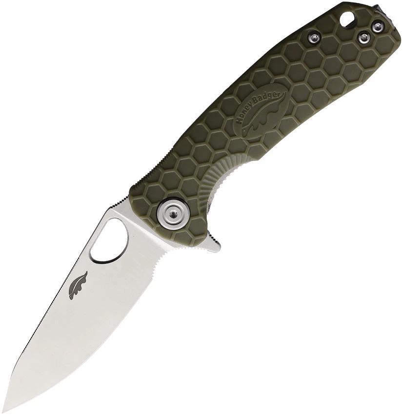 Honey Badger Knives Small Leaf Linerlock Green HB1310 by Honey Badger Knives
