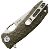 Honey Badger Knives Small Leaf Linerlock - Compact Green Handle Knife With Satin 8Cr13MoV Blade by Honey Badger Knives