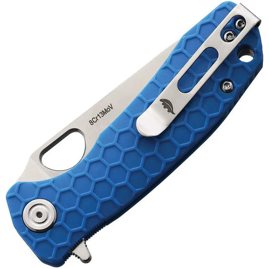 Honey Badger Knives Small Leaf Linerlock Blue HB1311 - Compact EDC Knife With Satin 8Cr13MoV Blade by Honey Badger Knives