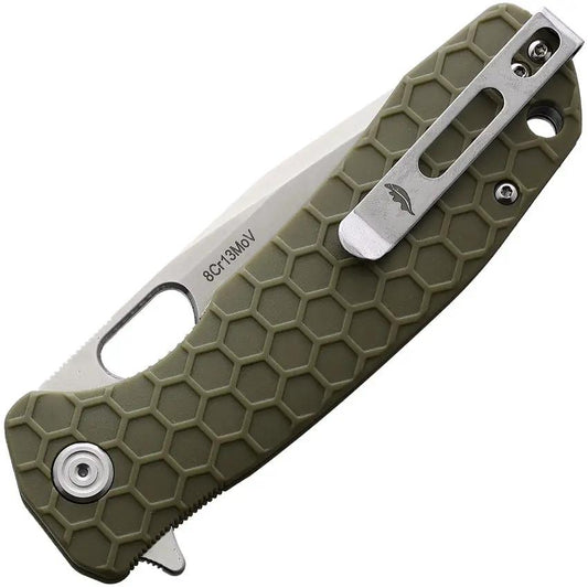 Honey Badger Knives Large Linerlock Tanto Green HB1323 - Satin 8Cr13MoV Blade, Extended Tang, Textured Nylon Handle by Honey Badger Knives
