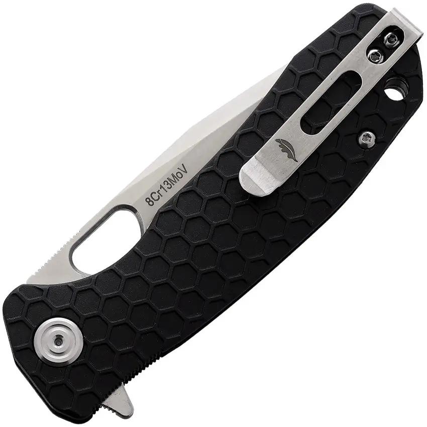 Honey Badger Knives Medium Linerlock Tanto HB1331 - Satin 8Cr13MoV Blade With Black Textured Nylon Handle by Honey Badger Knives