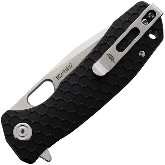 Honey Badger Knives Medium Linerlock Tanto HB1331 - Satin 8Cr13MoV Blade With Black Textured Nylon Handle by Honey Badger Knives